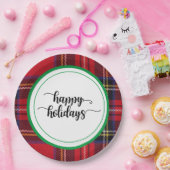 Red Green Plaid Party kerstfeestartikelen Papieren Bordje (Feest)