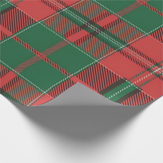 Red Green Plaid Pattern Cadeaupapier (Hoek)