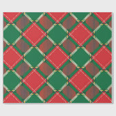 Red Green Plaid Pattern Wrapping Paper Cadeaupapier (Vlak)