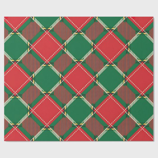 Red Green Plaid Pattern Wrapping Paper Cadeaupapier (Vlak)