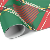 Red Green Plaid Pattern Wrapping Paper Cadeaupapier (Rol Hoek)