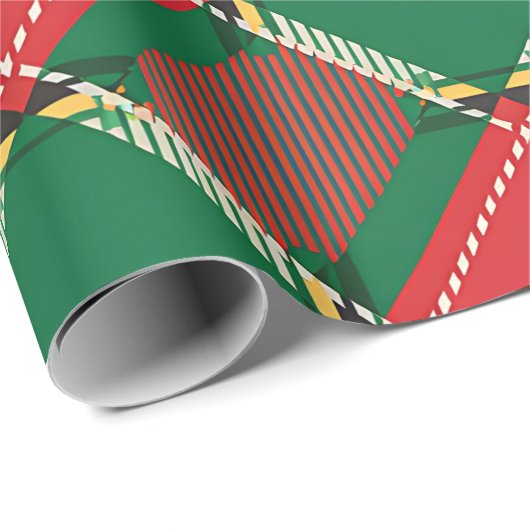 Red Green Plaid Pattern Wrapping Paper Cadeaupapier (Rol Hoek)
