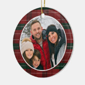 Red Green Plaid Photo Christmas Tree Keramisch Ornament (Links)