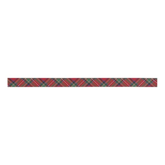 Red Green Plaid Rustic Stewart Tartan Grosgrain Lint (Voorkant)