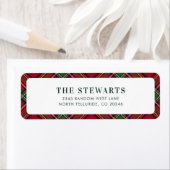 Red Green Plaid Stewart Tartan Retouradres Etiket (Insitu)