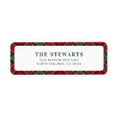 Red Green Plaid Stewart Tartan Retouradres Etiket (Voorkant)