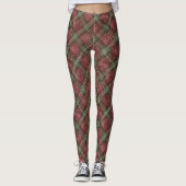 Red Green Plaid Stripes Christmas Leggings (Voorkant)