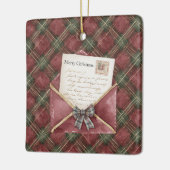 Red Green Plaid Stripes Letter Christmas   Keramisch Ornament (Links)