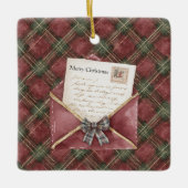 Red Green Plaid Stripes Letter Christmas   Keramisch Ornament (Voorkant)