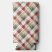 Red Green Plaid Stripes Seltzer Blikjeskoeler (Achterkant)