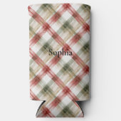 Red Green Plaid Stripes Seltzer Blikjeskoeler (Voorkant)