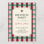 Red green plaid tartan pattern birthday kaart (Voorkant)