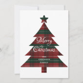 Red Green Plaid Tree Merry Christmas  Feestdagenkaart (Voorkant)