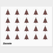 Red Green Plaid Tree Personalized Merry Christmas  Ronde Sticker (Vel)