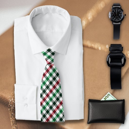 Red Green plaids Gingham voor hem Stropdas