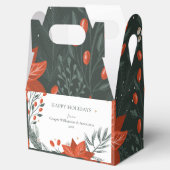 Red Green Poinsettia Floral Simple Business Bedankdoosjes (Geopend)
