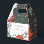 Red Green Poinsettia Floral Simple Business Bedankdoosjes<br><div class="desc">Prettige feestdagen Wens a aan uw klanten en klanten met deze moderne poinsettia floral Favor Box in rood en groen.</div>