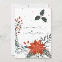 Red Green Poinsettia Floral Simple Business