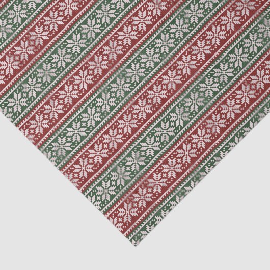 Red Green Poinsettia Stripe Kerstmis Patroon Tissuepapier (Detail)