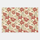 Red Green Poinsettias Vintage Kerstmis Inpakpapier Vel (Voorkant 2)