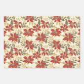 Red Green Poinsettias Vintage Kerstmis Inpakpapier Vel (Voorkant)
