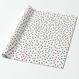 Red Green Polka Dot Pattern Kerstmis Cadeaupapier