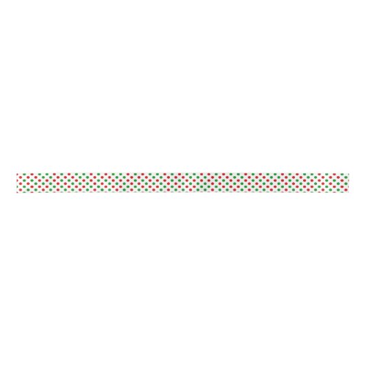 Red Green Polka Dots Pattern kerstlint Satijnen Lint (Voorkant)