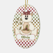 Red Green Polkadot Beer op maat Keramisch Ornament (Links)