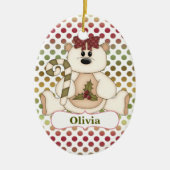 Red Green Polkadot Beer op maat Keramisch Ornament (Voorkant)