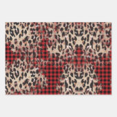 Red & Green Pset en Cheetah Funky Kerstmis Inpakpapier Vel (Voorkant 3)