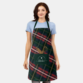 Red Green Pset Fake Pocket & Wooden Spoon & Whisk Schort