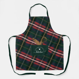 Red Green Pset Fake Pocket & Wooden Spoon & Whisk Schort