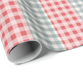 Red & Green Pset Gingham Country Farmhouse Simple Cadeaupapier (Rol Hoek)