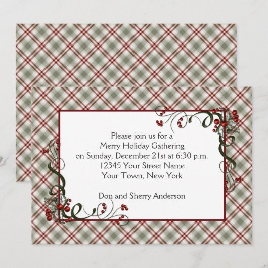 Red Green Pset Holly Berries Kaart (Voorkant / Achterkant)