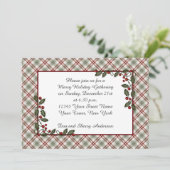 Red Green Pset Holly Berries Leaves Kaart (Staand voorkant)