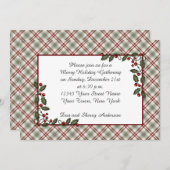 Red Green Pset Holly Berries Leaves Kaart (Voorkant / Achterkant)