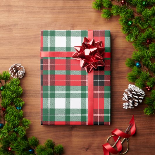 Red Green Pset Pattern Holiday Kerstmis Modern Cadeaupapier (Feestdagen Geschenken)