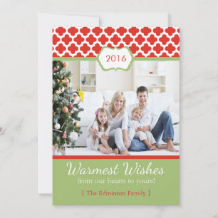 Red Green Quatrefoil kerstkaart