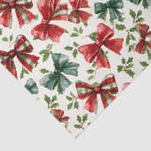 Red Green Retro Plaid Bows Christmas Tissuepapier (Detail)