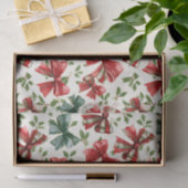 Red Green Retro Plaid Bows Christmas Tissuepapier (Geschenk)