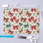 Red Green Retro Plaid Bows Christmas Tissuepapier (Craft)