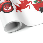 Red Green Retro Truck Reindekerkargo Cadeaupapier (Rol Hoek)