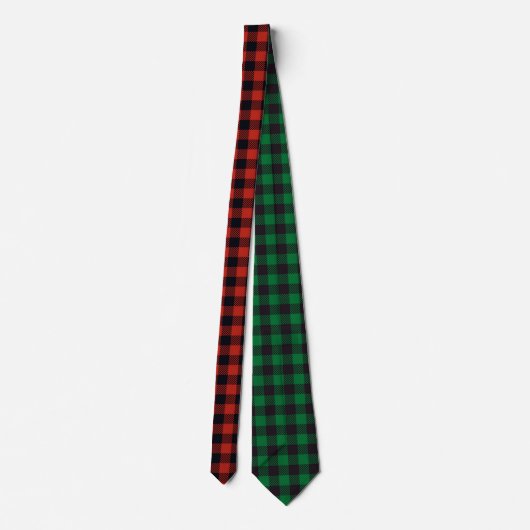 Red Green Reversible Buffalo Check Kerstmis Stropdas (Achterkant)