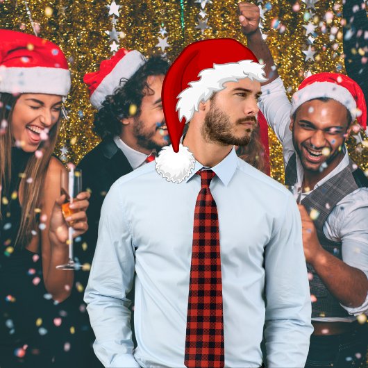 Red Green Reversible Buffalo Check Kerstmis Stropdas