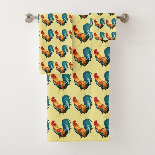 Red Green Rooster Bird Bath Towels Bad Handdoek (Insitu)