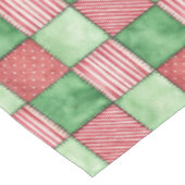 Red Green Rustic Plaid Patchwork Quilt Look Tafelkleed (Gekanteld)