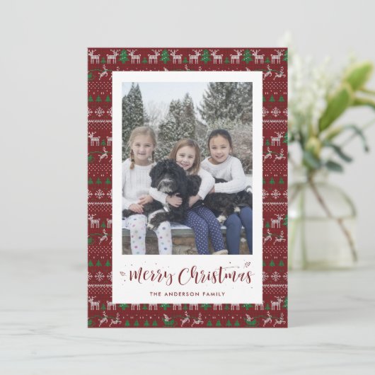 Red Green Santa Claus-fotokerstkaarten Feestdagenkaart (Staand voorkant)