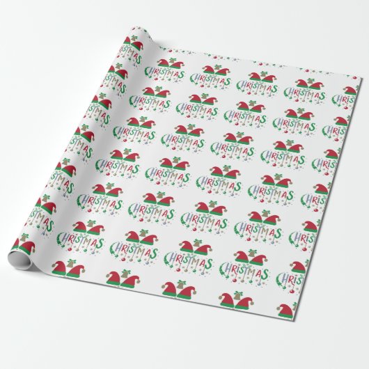 Red Green Santa Hat Kerstmis Cadeaupapier (Uitgerold)