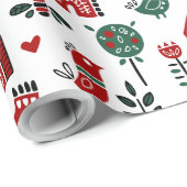 Red & Green Scandinavian Christmas Wrapping Paper Cadeaupapier (Rol Hoek)