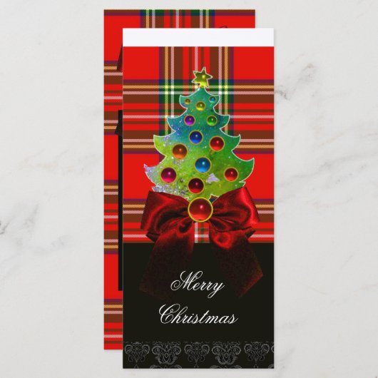 RED GREEN SCOTTISH TARTAN, BOWS AND CHRISTMAS TREE (Voorkant / Achterkant)